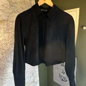 ZARA Black Suede Crop Blouse